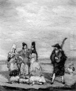 Femmes Espagnoles Et Musicien by Federico Beltran Masses