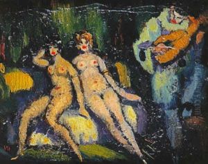Mujeres Desnudas Y Arlequin by Federico Beltran Masses