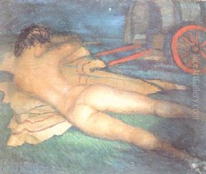 Desnudo Femenino Junto A Un Carro