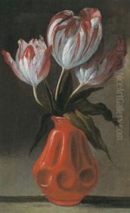 Drei Tulpen In Einer Keramikvase by Andrea Belvedere