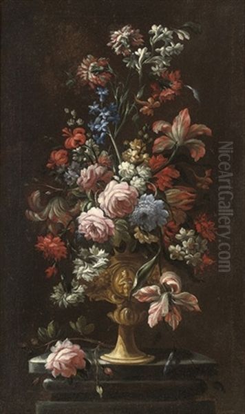 Roses, Carnations, Parrot Tulips, Narcissi And Other Flowers - view 1