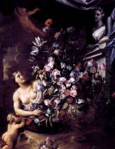 Ninfa E Putti Che Sistemano Fiori Davanti A Un'urna (collab. W/nicola Vaccaro)