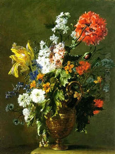 Still Life Of Flowers In An Ornate Vase - view 1