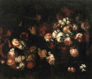 Blumenstilleben In Einem Flechtkorb by Andrea Belvedere