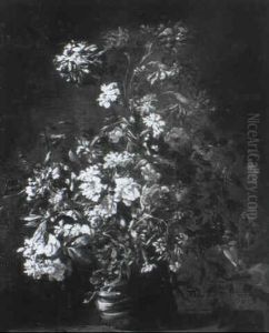 Mixed Flowers In A Vase On A Ledge