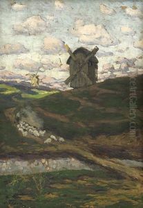 Landscape With Windmill by Alexander Fedorovich Bely