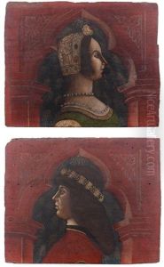 Jeune Femme De Profil Dans Une Arcature Et Jeune Homme De Profil Dans Une Arcature (pair) by Bonifacio Bembo