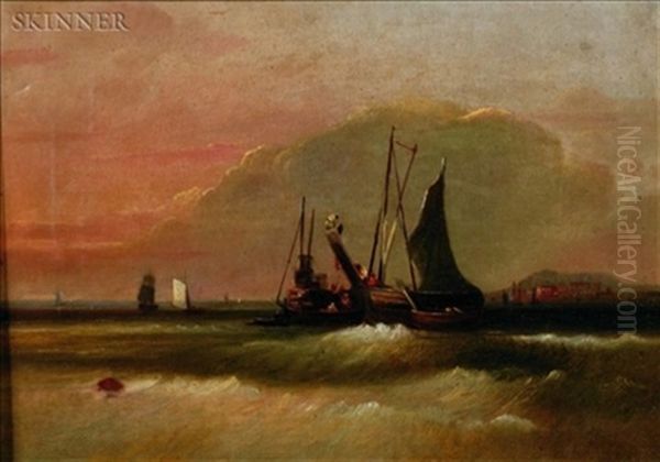Luggers Exchanging Cargo At Boston Outer Harbor, Georges And Peddicks Isles In Background - view 1