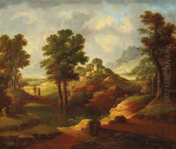 Landschaft Mit Furt Und Ferner Bergveste - view 1
