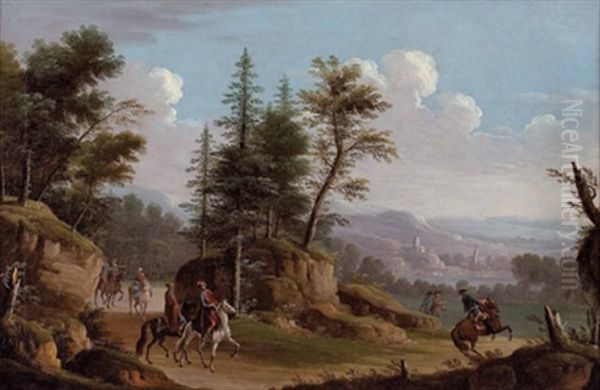 Landschaft Offnet Sich Vor Reitern, Die Aus Dem Wald Kommen - view 1
