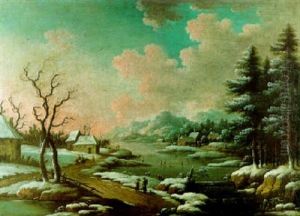 Paysage De Riviere Gelee En Allemagne Du Nord