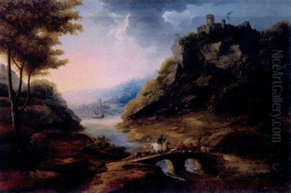 River Landscape With Bridge - view 1