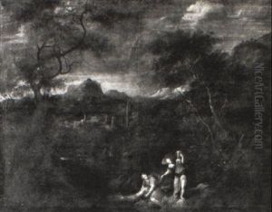 Der Junge Tobias Hat Im Tigris Einen Fisch Gefangen by Johann Georg Von Bemmel