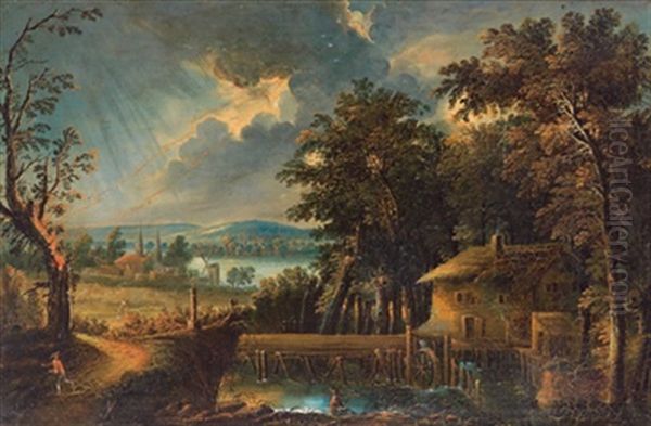 Romantische Flusslandschaft Bei Sonnenuntergang - view 1