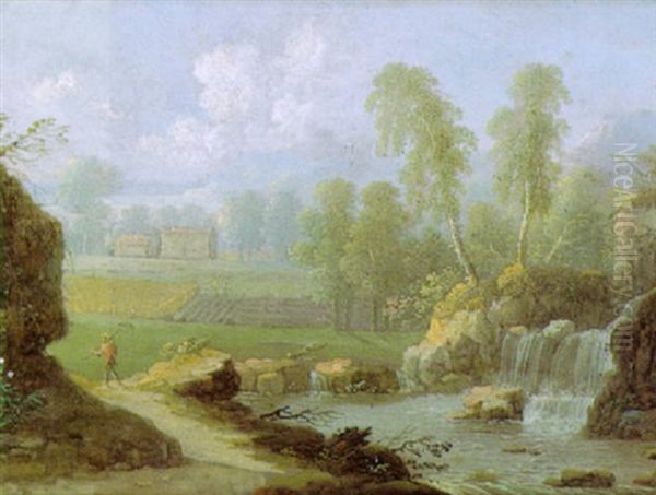 Fluslandschaft Mit Einem Wasserfall - view 1