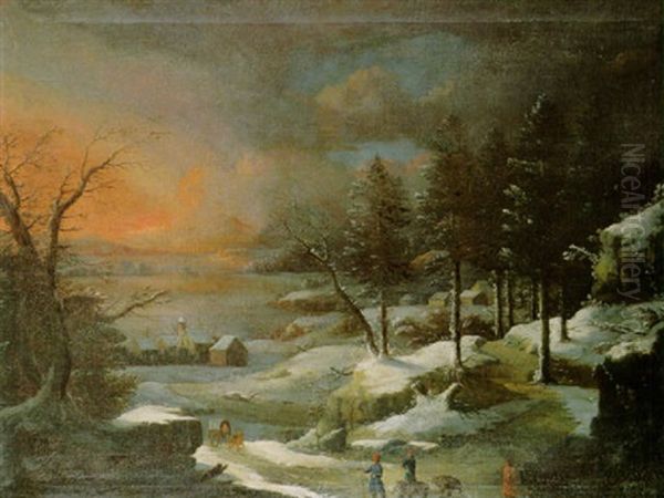 Winterlandschaft Mit Wandernen Barenfuhrern - view 1