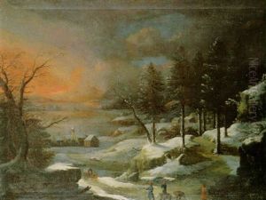 Winterlandschaft Mit Wandernen Barenfuhrern