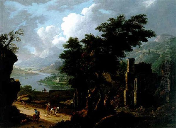 Paysage Fluvial Anime De Chasseurs - view 1