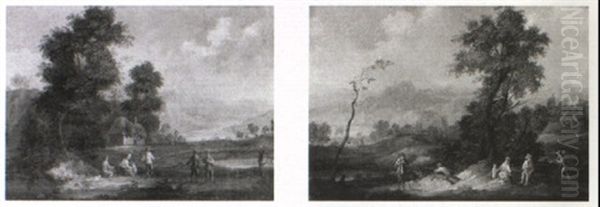 Extensive Landscape With Figures Resting On A Path - view 1