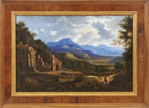 Reiter In Sudlicher Landschaft Mit Ruinen