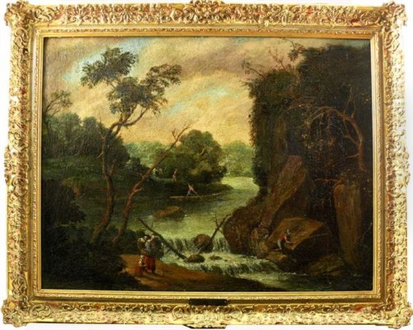 Flusslauf Nach Einem Sturm Mit Figurenstaffage - view 1