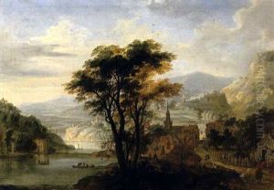 Stadt An Einem Flus In Einer Gebirgigen Landschaft