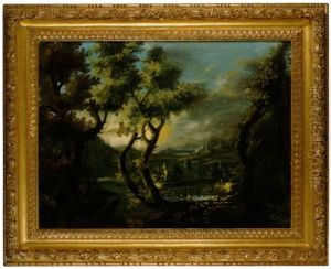 Bewaldete Landschaft Mit Anglern An Einem Bach by Willem Van Bemmel