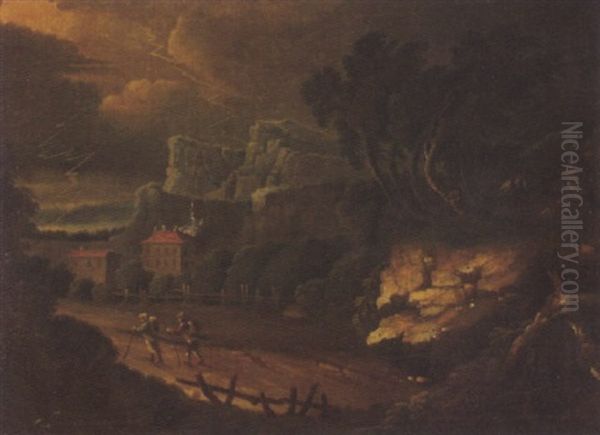 Gewitterlandschaft Mit Zwei Reisenden - view 1