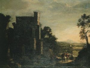 Landschaft Mit Ruine Und Turkischen Reitern by Willem Van Bemmel