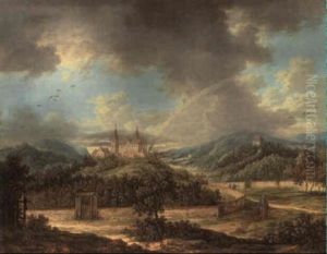 Weite Hugelige Landschaft Mit Kastell Und Weinbergen