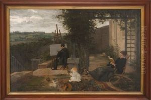 En La Terraza De Montivilliers (normandia) by Emile Benard