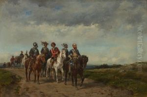 Scene De Cavaliers by Louis Emile Benassit