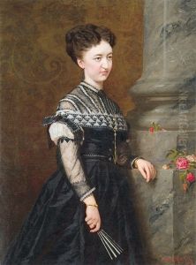 Female Portrait With Red Rose (portrait Of Benczur, Etelka)