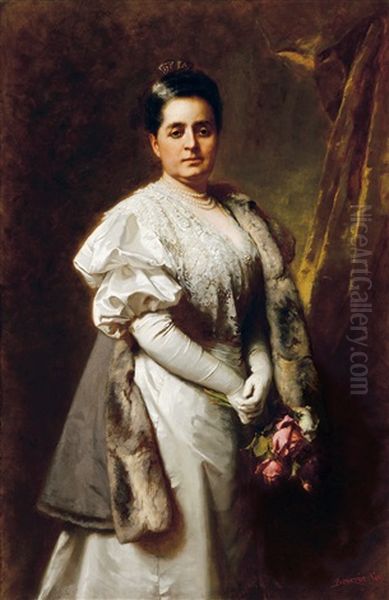 Lady In Lace Dress With Roses - view 1
