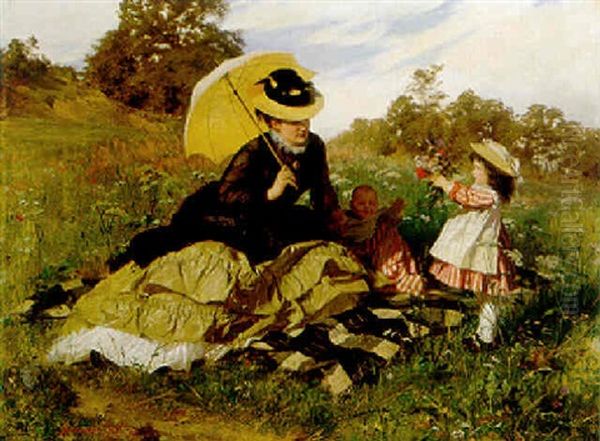 A Summer Picnic In A Field Of Wild Flowers - view 1