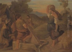 Jakob Und Rahel Am Brunnen by Edouard Julius Friedrich Bendemann