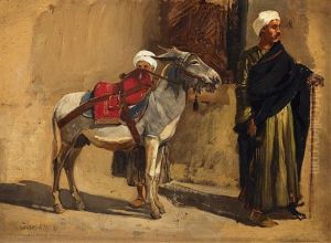 Araber Mit Seinem Esel. Studie