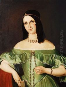 Biedermeierportrait Einer Jungen Dame