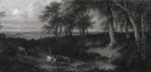 A Wooded River Landscape With Cattle