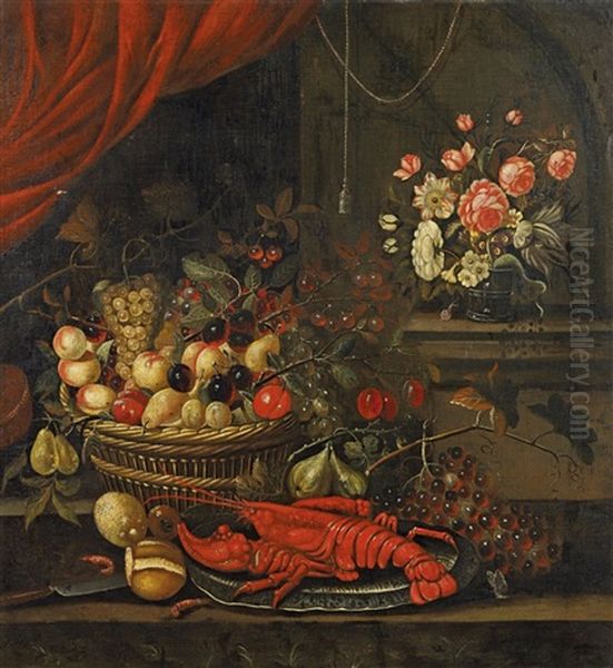 Grosses Stillleben Mit Hummer, Fruchten Und Blumen - view 1