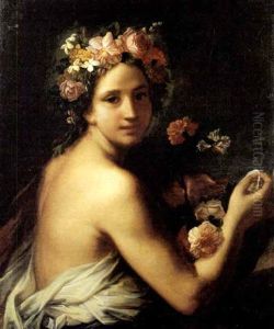 Giovane In Abiti Classici Con Garofani E Ghirlande Di Fiori (allegoria Dell'olfatto?)