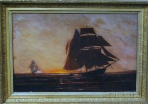 Spanish Slave Ship Overhauled By Boats Of American Cruiser In Off Coast Of Africa In The Forties by Samuel Green Benjamin