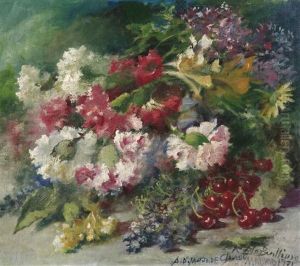 Blumenstilleben Mit Nelken Und Kirschen