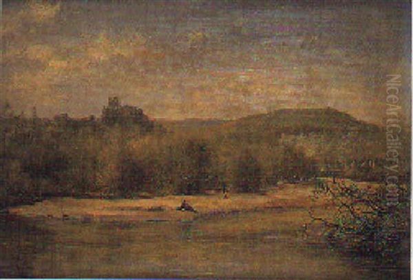 Paisaje Con Pintor Junto Al Rio - view 1