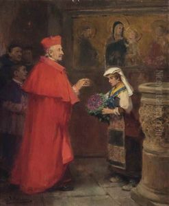 A Cardinal Blessing Flowers In The Basilica Of San Francesco D'assisi