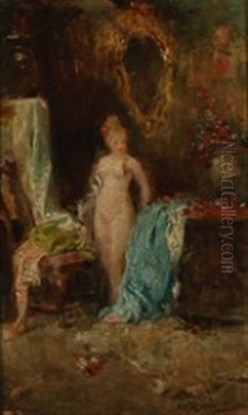 A Woman Undressing In Her Chamber - view 1