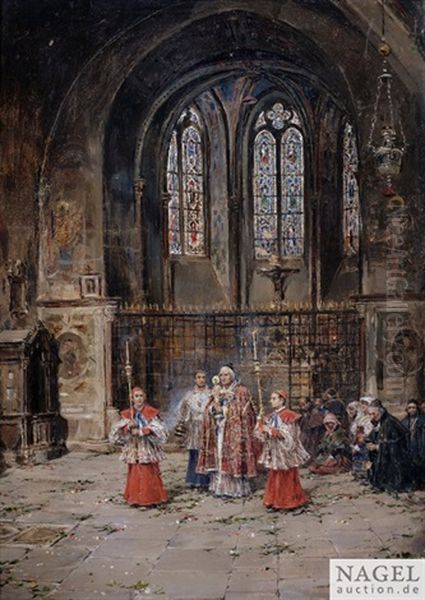 Kircheninterieur Wahrend Eines Hochamtes - view 1