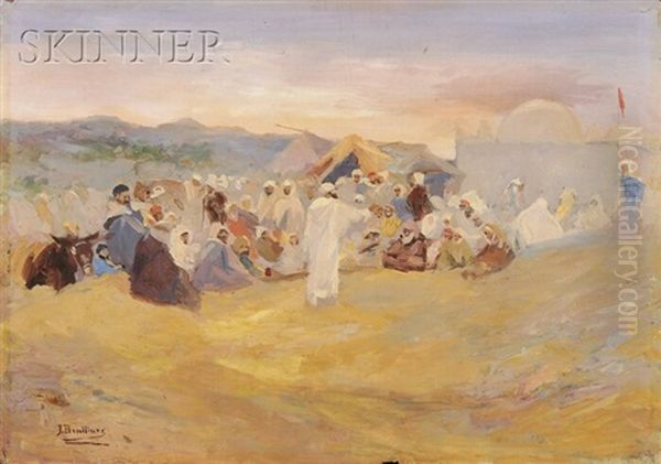 View Of A North African Gathering (study) - view 1