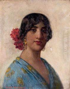 Joven Con Manton by Juan Antonio Benlliure y Gil