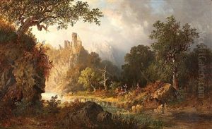 Die Ruine Wehrburg In Dunnbachtal An Der Mosel by Hermann Bennekenstein